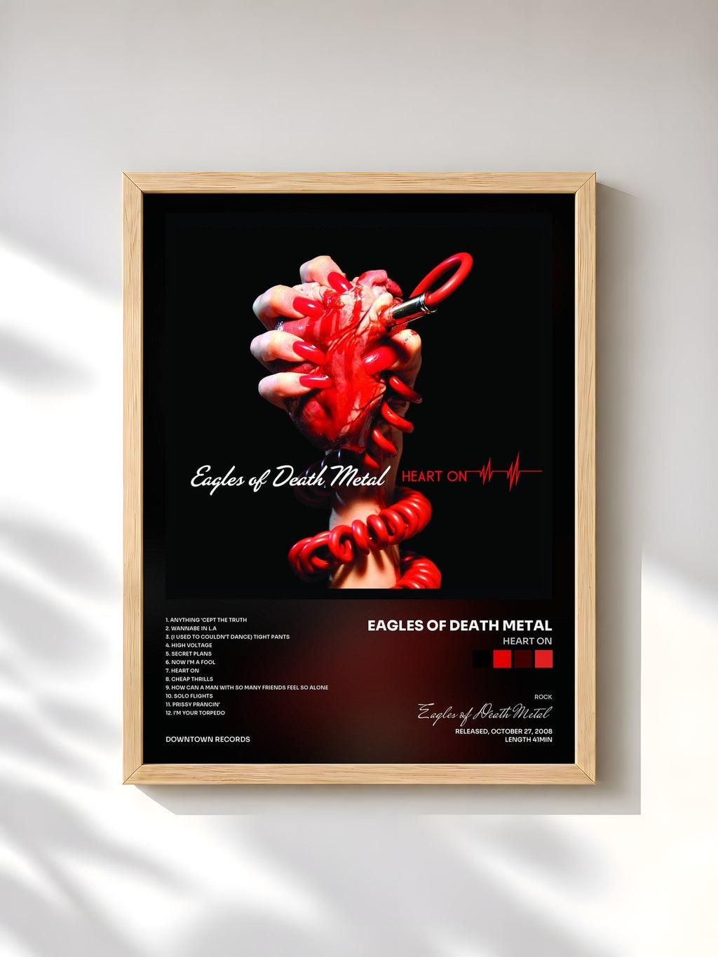 #bois Tableau de l'album Heart On de Eagles of Death Metal, cadre en bois brut, imprimé et encadré en France