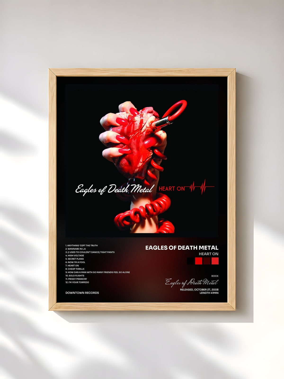 #bois Tableau de l'album Heart On de Eagles of Death Metal, cadre en bois brut, imprimé et encadré en France