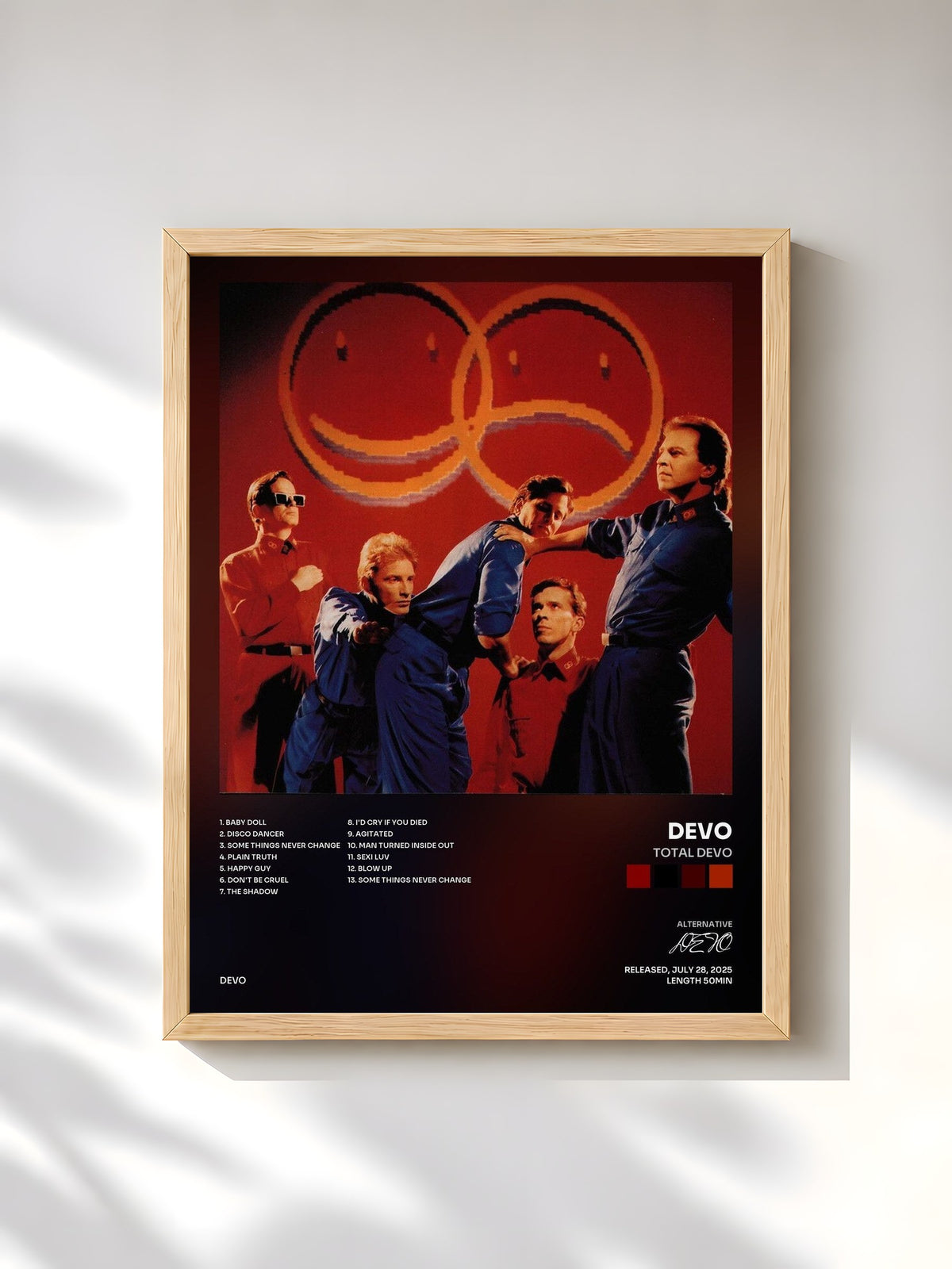 #bois Tableau de l'album Total Devo de DEVO, cadre en bois brut, imprimé et encadré en France