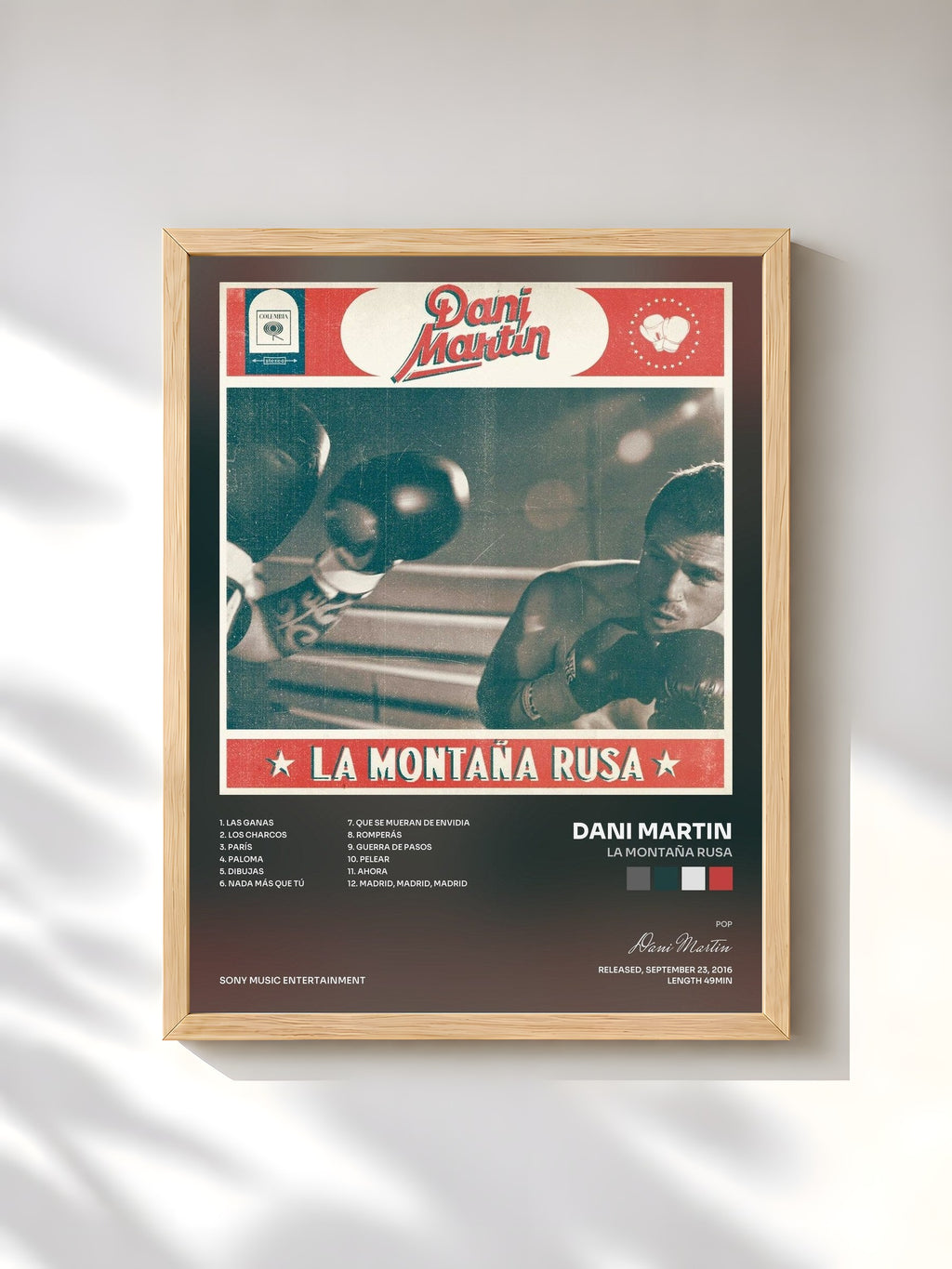#bois Tableau de l'album La Montaña Rusa de Dani Martin, cadre en bois brut, imprimé et encadré en France