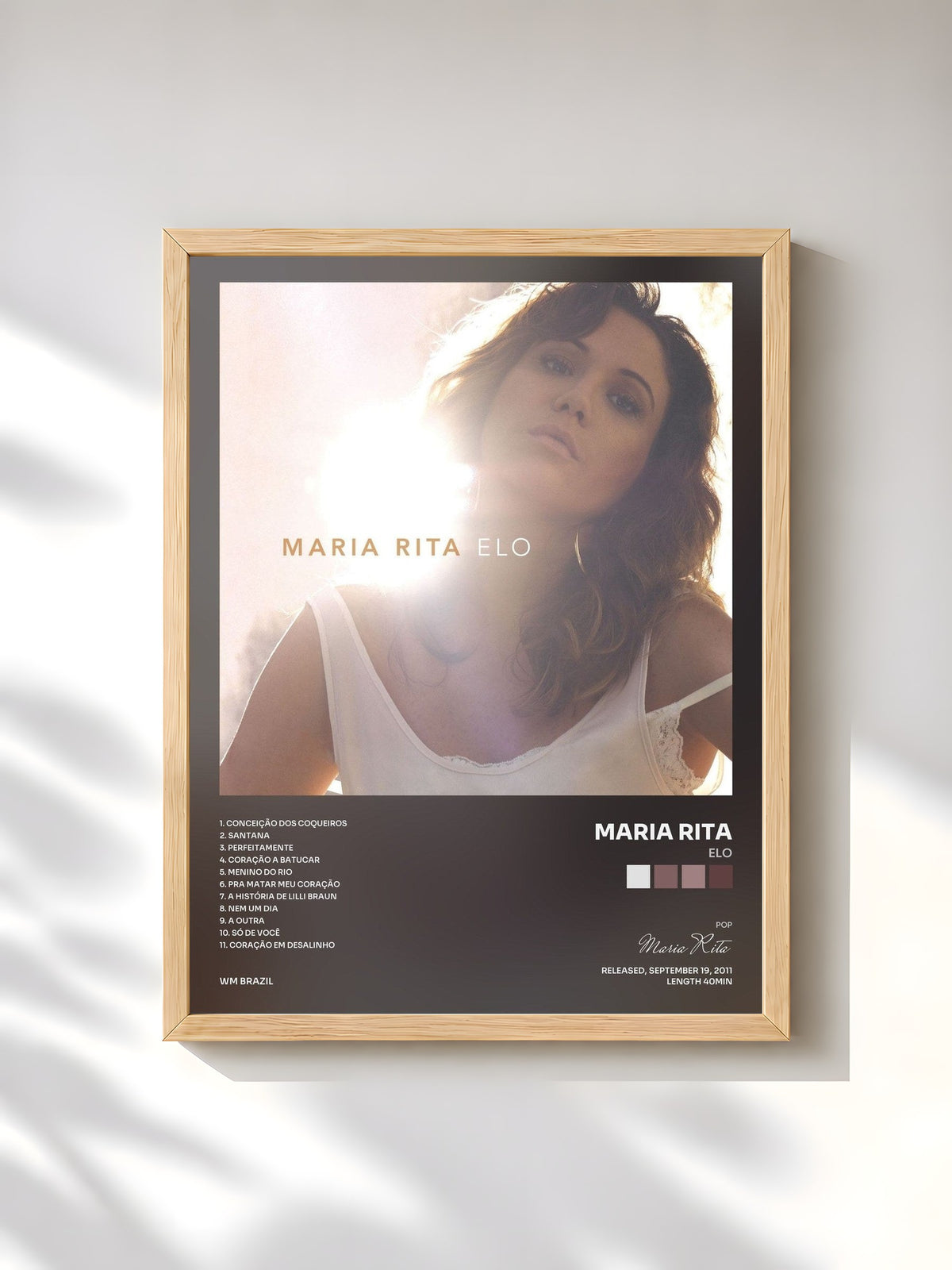 #bois Tableau de l'album Elo de Maria Rita, cadre en bois brut, imprimé et encadré en France