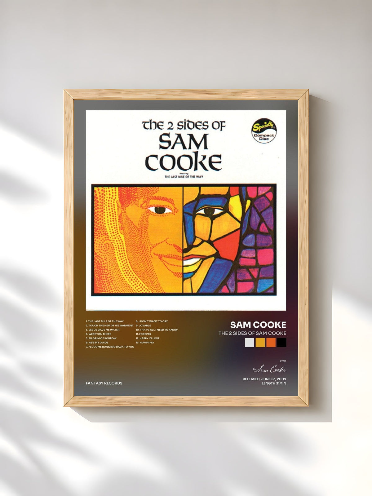 #bois Tableau de l'album The 2 Sides Of Sam Cooke de Sam Cooke, cadre en bois brut, imprimé et encadré en France