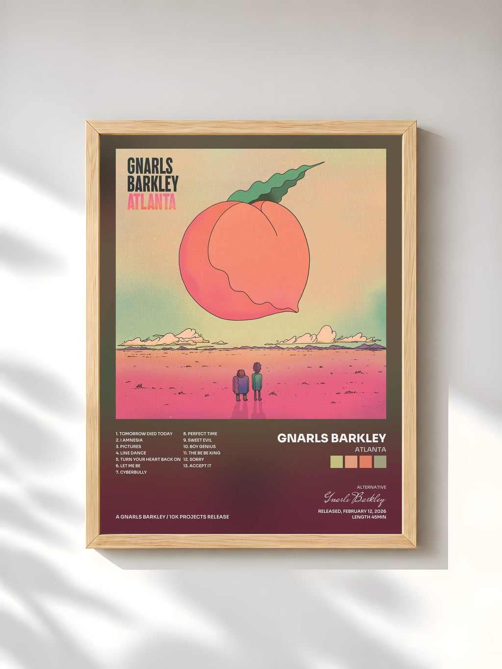 #bois Tableau de l'album Atlanta de Gnarls Barkley, cadre en bois brut, imprimé et encadré en France