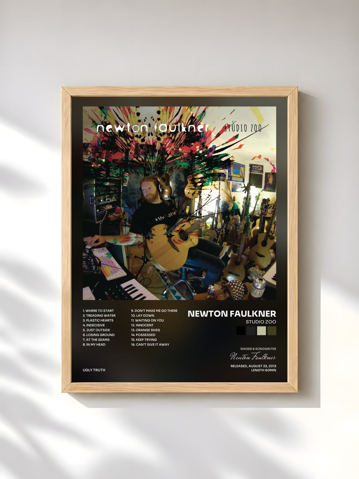 #bois Tableau de l'album Studio Zoo de Newton Faulkner, cadre en bois brut, imprimé et encadré en France