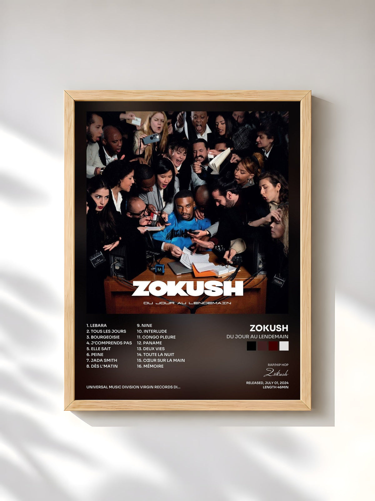 #bois Tableau de l'album Du jour au lendemain de Zokush, cadre en bois brut, imprimé et encadré en France