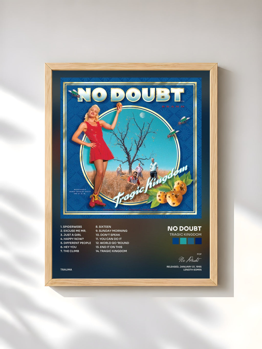 #bois Tableau de l'album Tragic Kingdom de No Doubt, cadre en bois brut, imprimé et encadré en France