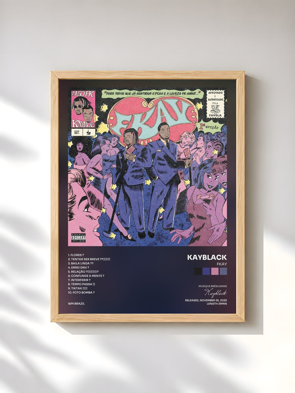 #bois Tableau de l'album FKAY de Kayblack, cadre en bois brut, imprimé et encadré en France