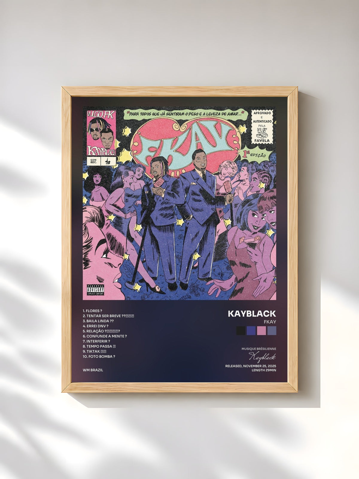 #bois Tableau de l'album FKAY de Kayblack, cadre en bois brut, imprimé et encadré en France
