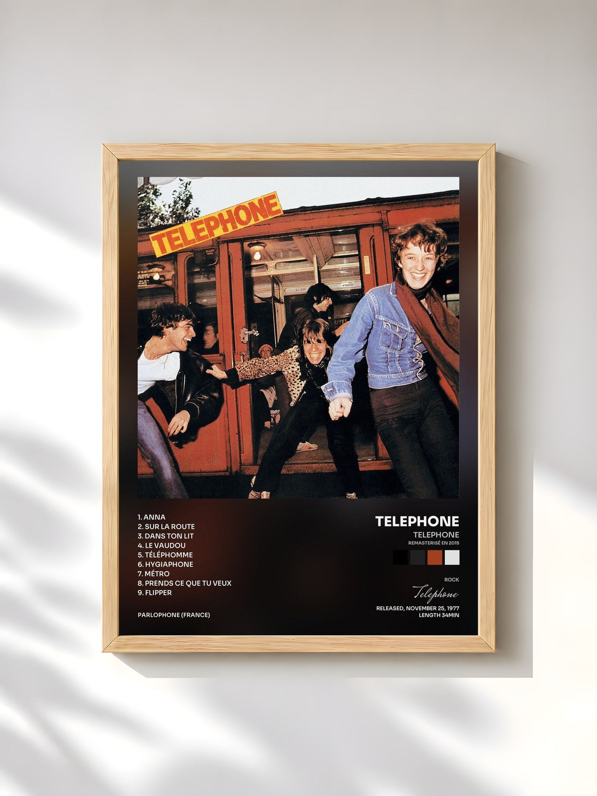 #bois Tableau de l'album Telephone (Remasterisé en 2015) de Telephone, cadre en bois brut, imprimé et encadré en France