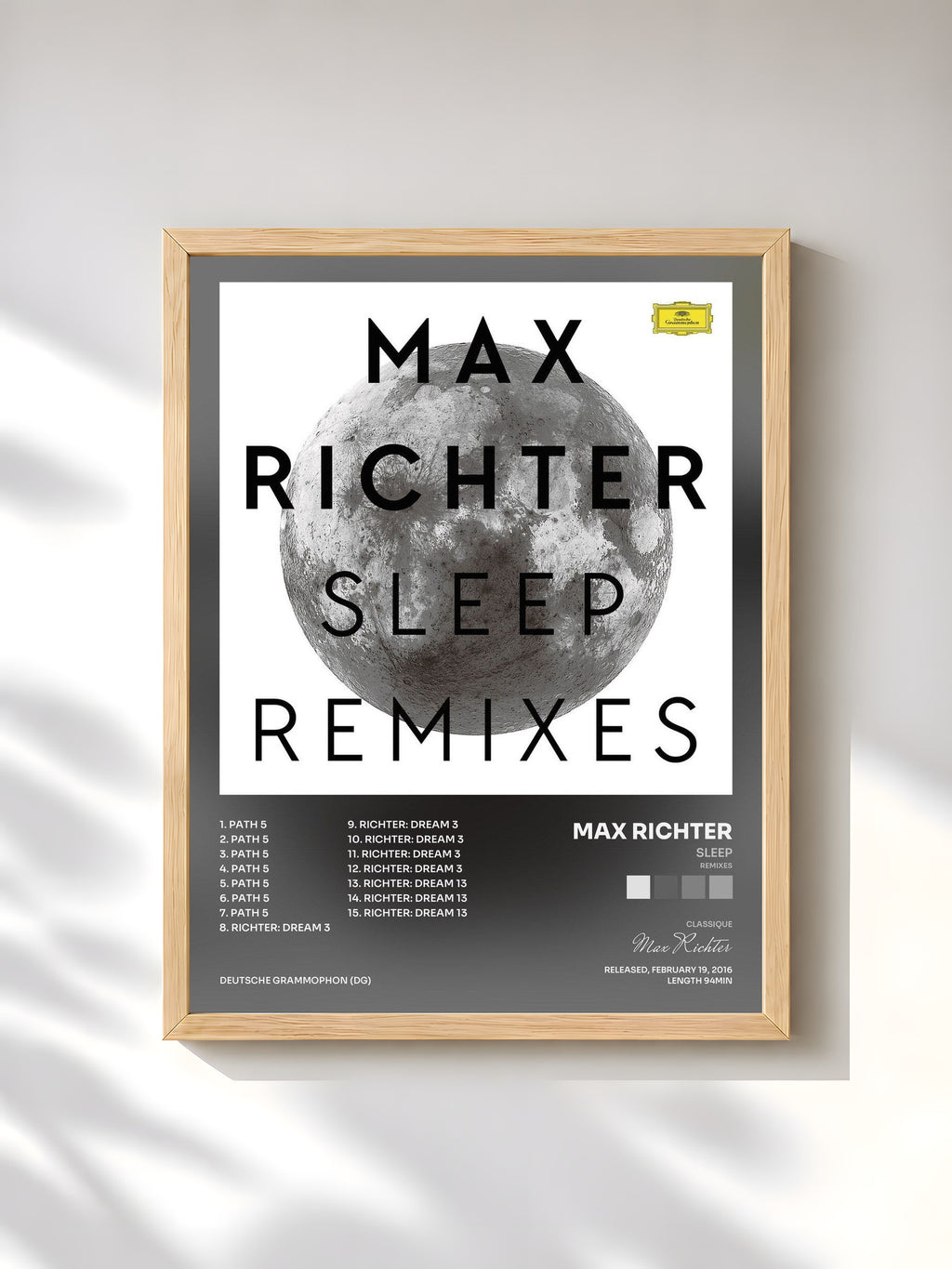 #bois Tableau de l'album Sleep (Remixes) de Max Richter, cadre en bois brut, imprimé et encadré en France