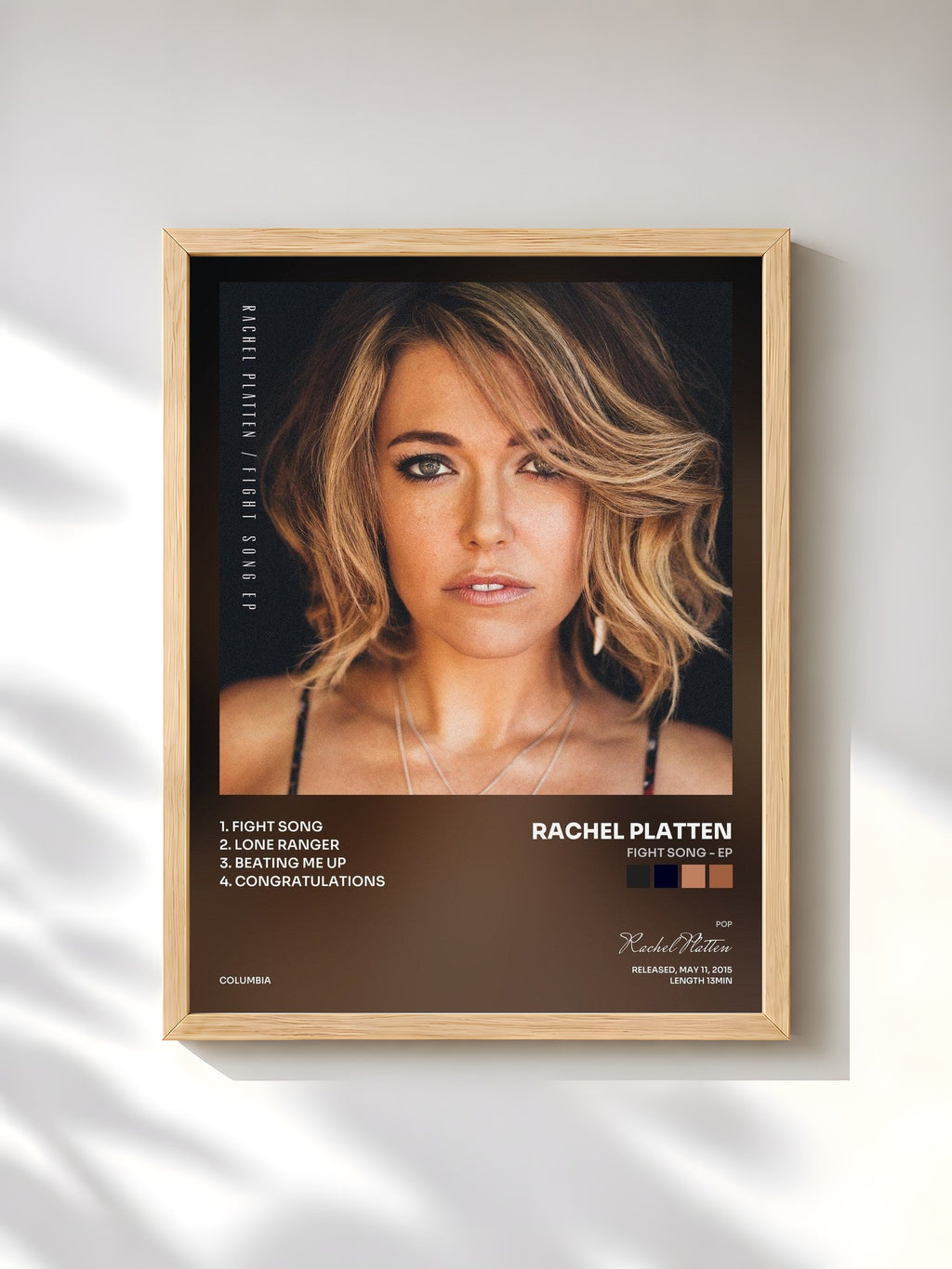 #bois Tableau de l'album Fight Song - EP de Rachel Platten, cadre en bois brut, imprimé et encadré en France