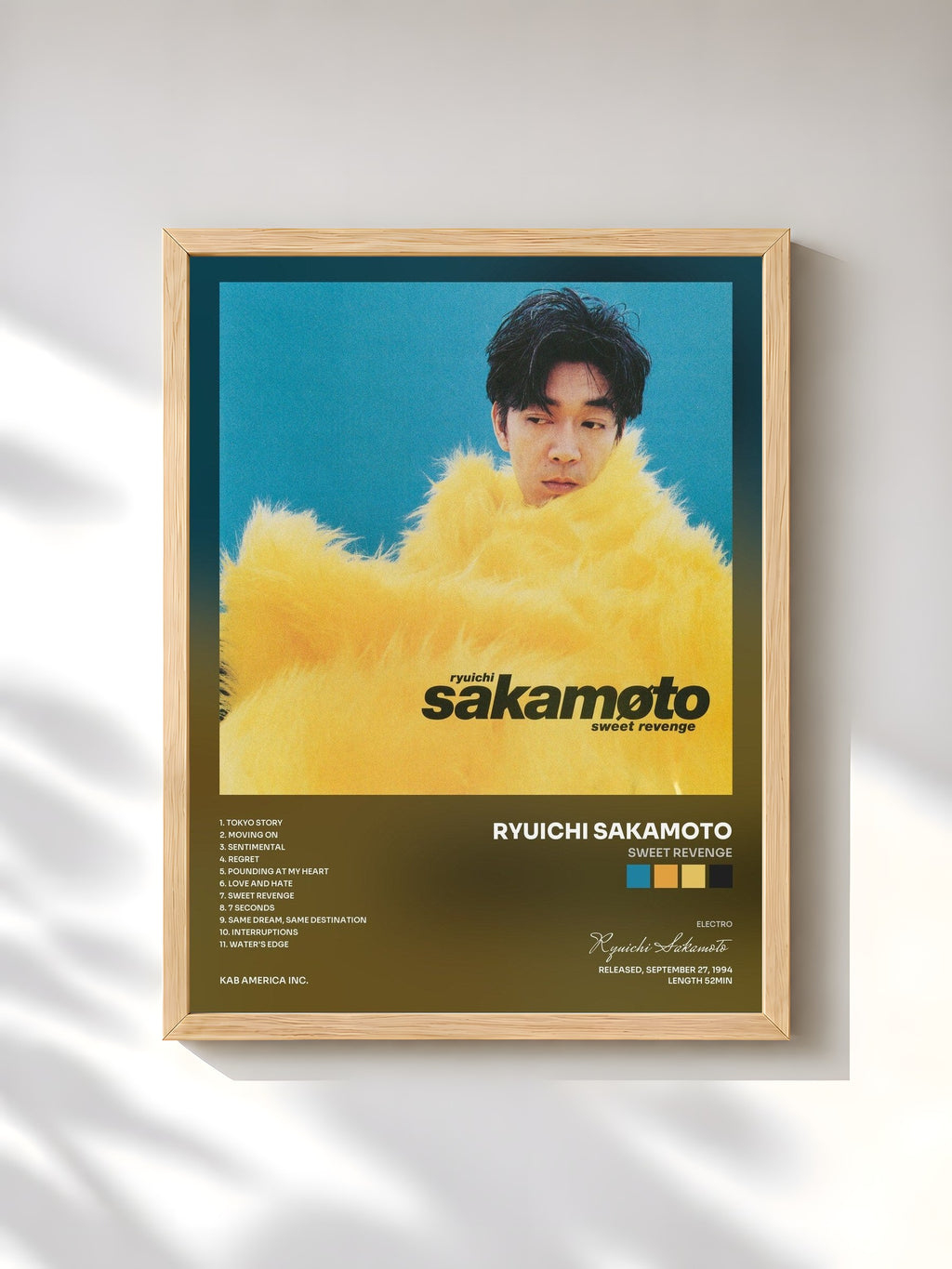 #bois Tableau de l'album Sweet Revenge de Ryuichi Sakamoto, cadre en bois brut, imprimé et encadré en France
