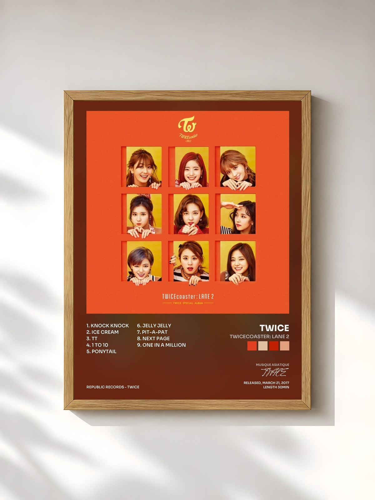 #bois Tableau de l'album Twicecoaster: Lane 2 de TWICE, cadre en bois brut, imprimé et encadré en France