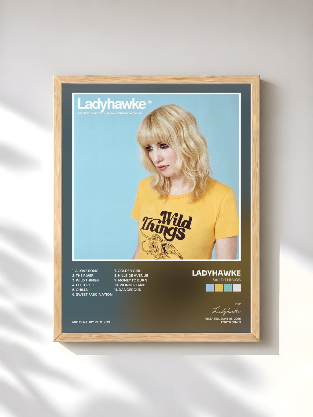 #bois Tableau de l'album Wild Things de Ladyhawke, cadre en bois brut, imprimé et encadré en France
