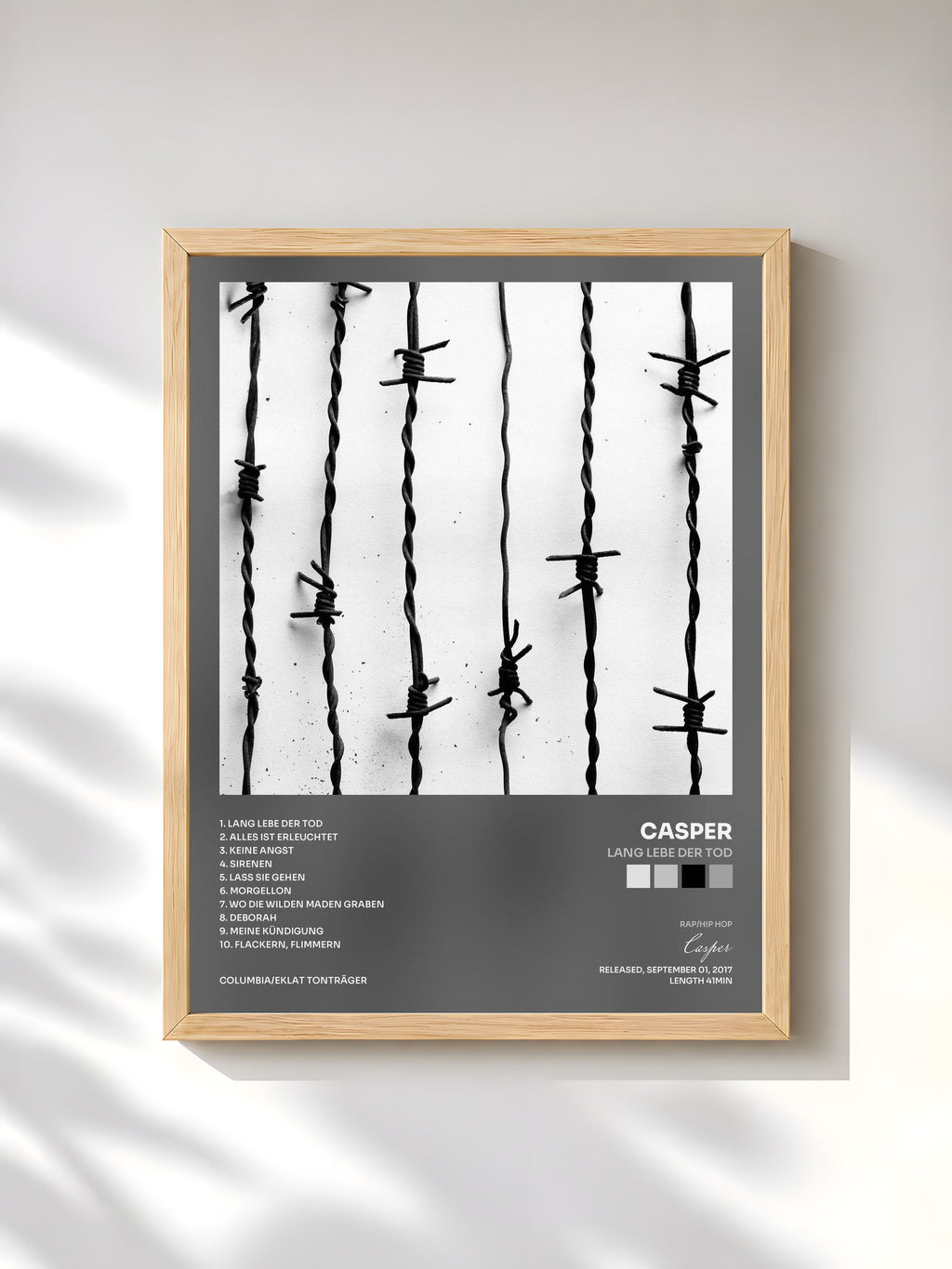 #bois Tableau de l'album Lang lebe der Tod de Casper, cadre en bois brut, imprimé et encadré en France