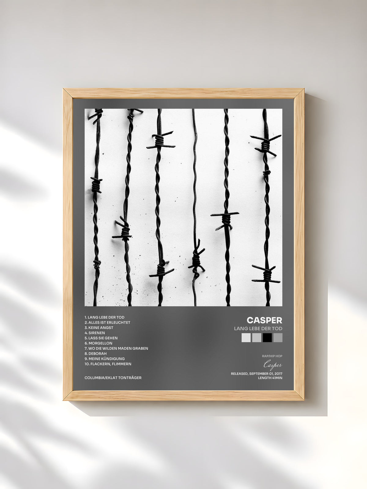 #bois Tableau de l'album Lang lebe der Tod de Casper, cadre en bois brut, imprimé et encadré en France