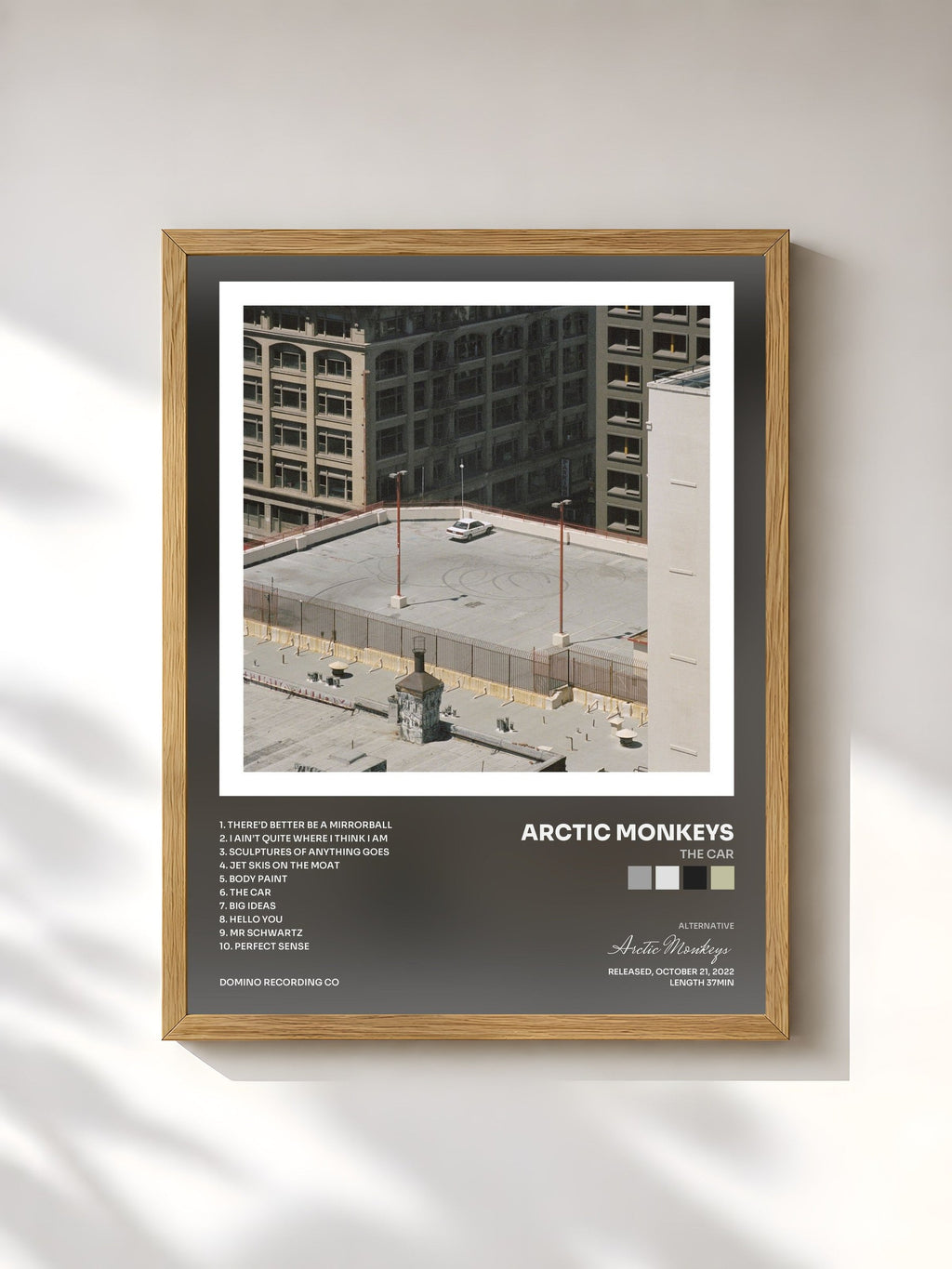 #bois Tableau de l'album The Car de Arctic Monkeys, cadre en bois brut, imprimé et encadré en France