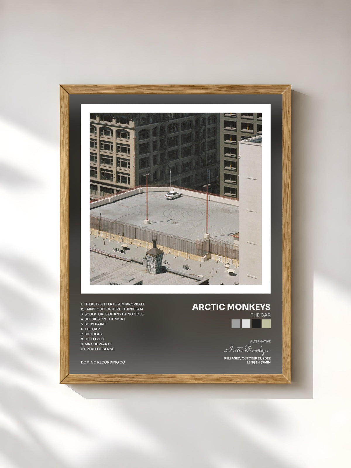 #bois Tableau de l'album The Car de Arctic Monkeys, cadre en bois brut, imprimé et encadré en France