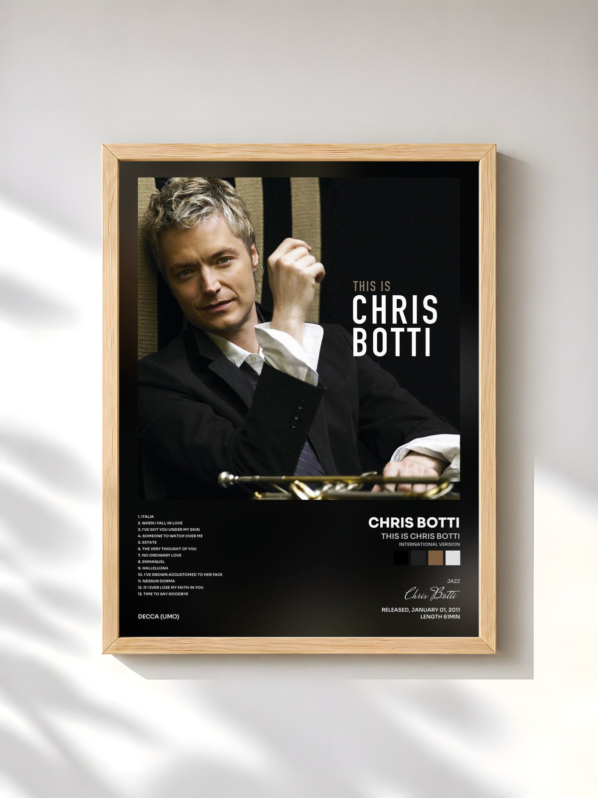 #bois Tableau de l'album This is Chris Botti (International Version) de Chris Botti, cadre en bois brut, imprimé et encadré en France