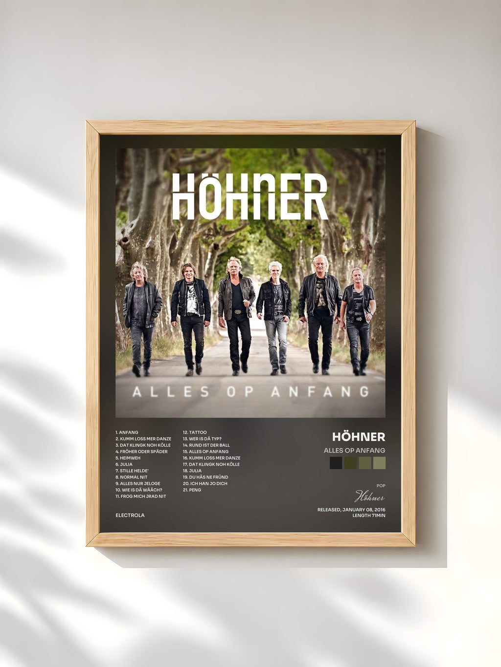 #bois Tableau de l'album Alles op Anfang de Höhner, cadre en bois brut, imprimé et encadré en France