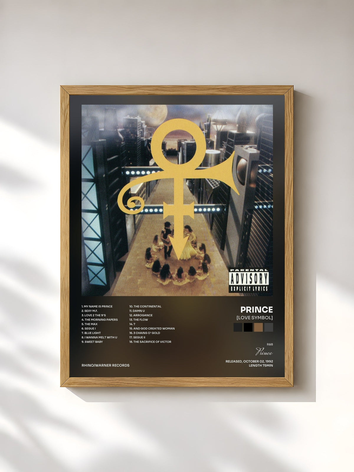 #bois Tableau de l'album [Love Symbol] de Prince, cadre en bois brut, imprimé et encadré en France