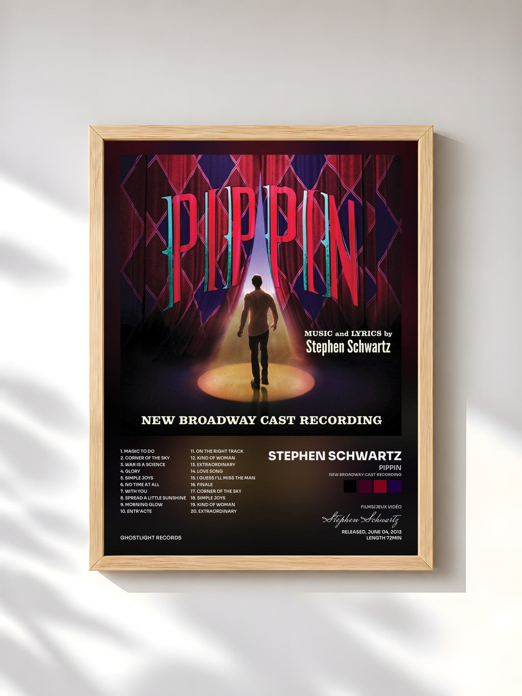 #bois Tableau de l'album Pippin (New Broadway Cast Recording) de Stephen Schwartz, cadre en bois brut, imprimé et encadré en France
