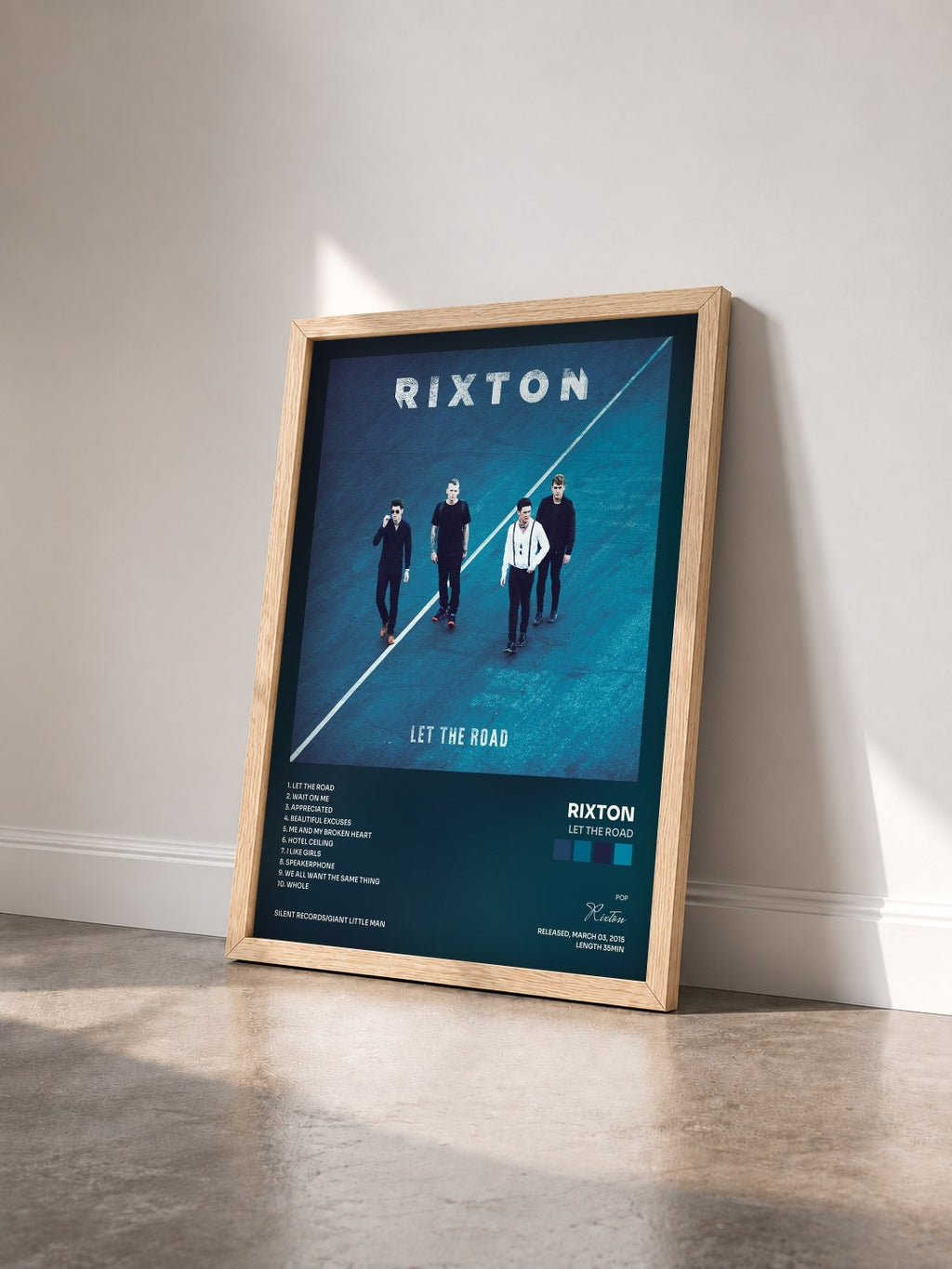 #bois Tableau de l'album Let The Road de Rixton vu de trois quarts, cadre en bois brut
