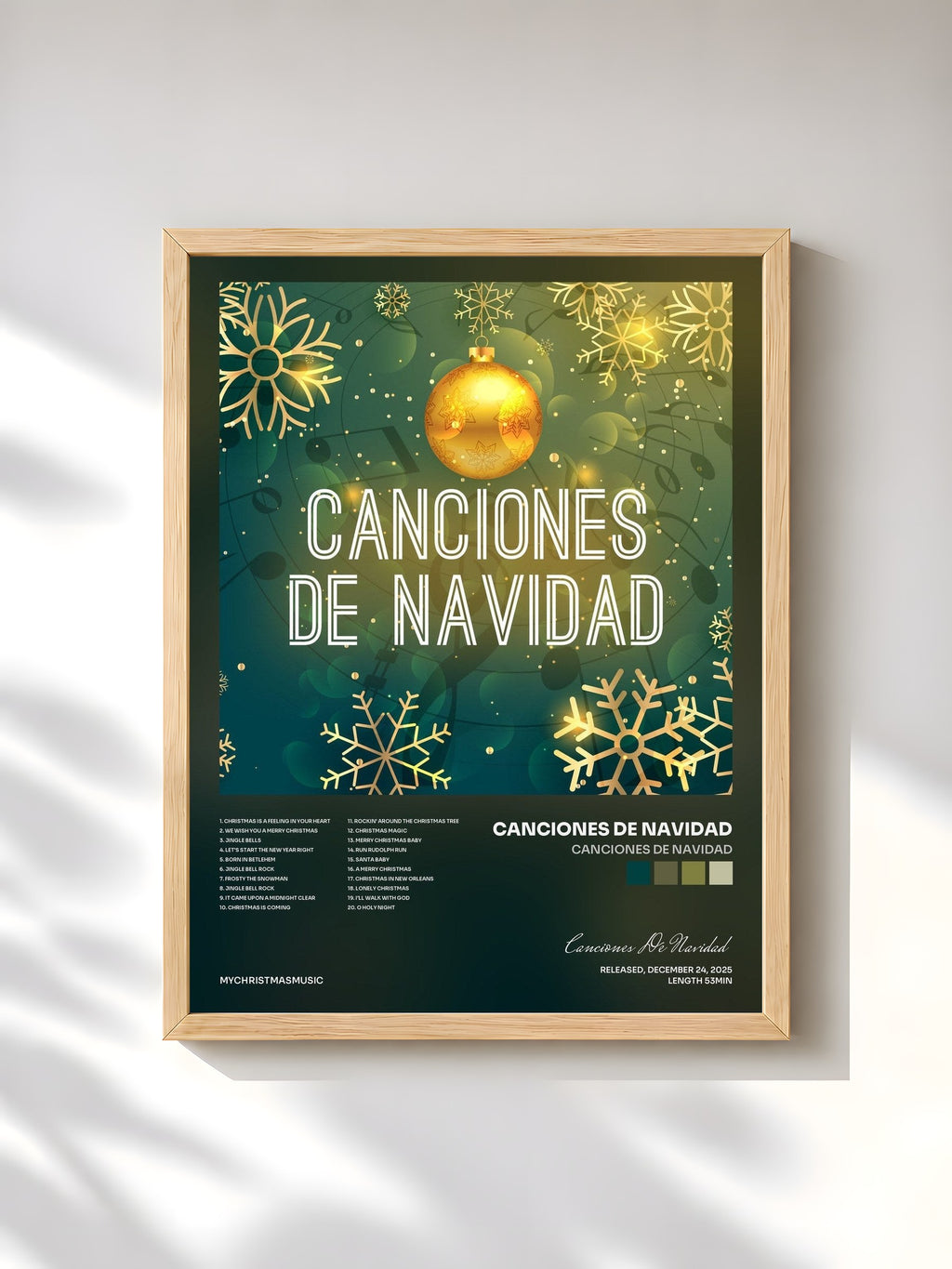 #bois Tableau de l'album Canciones de Navidad de Canciones De Navidad, cadre en bois brut, imprimé et encadré en France