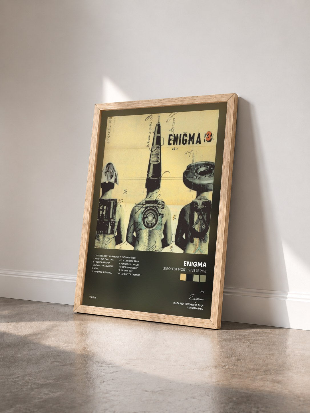 #bois Tableau de l'album Le Roi Est Mort, Vive Le Roi! de Enigma vu de trois quarts, cadre en bois brut