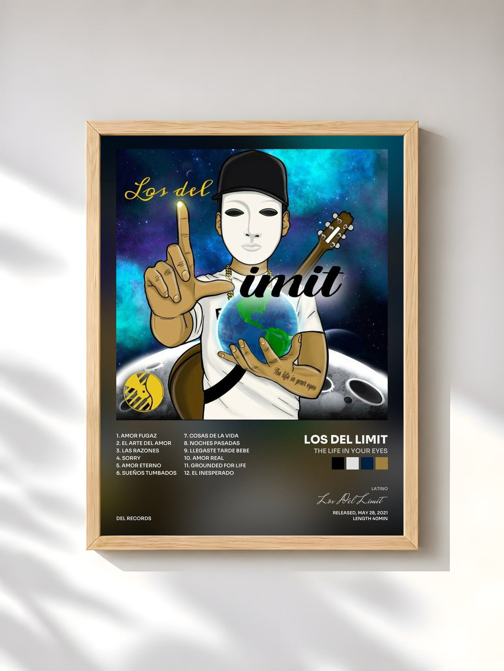 #bois Tableau de l'album The Life in Your Eyes de Los Del Limit, cadre en bois brut, imprimé et encadré en France