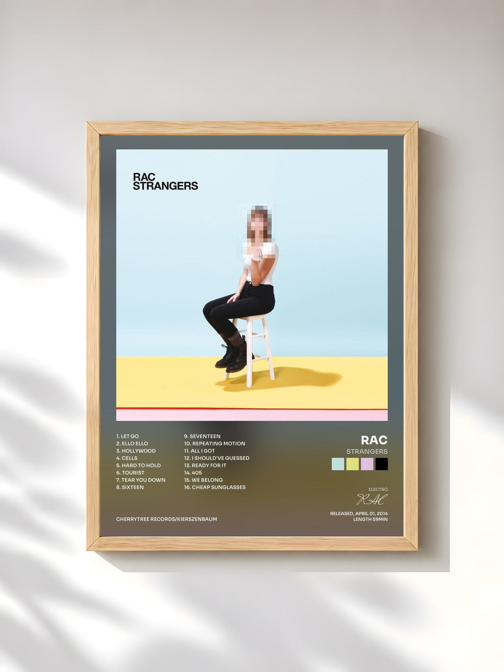 #bois Tableau de l'album Strangers de RAC, cadre en bois brut, imprimé et encadré en France