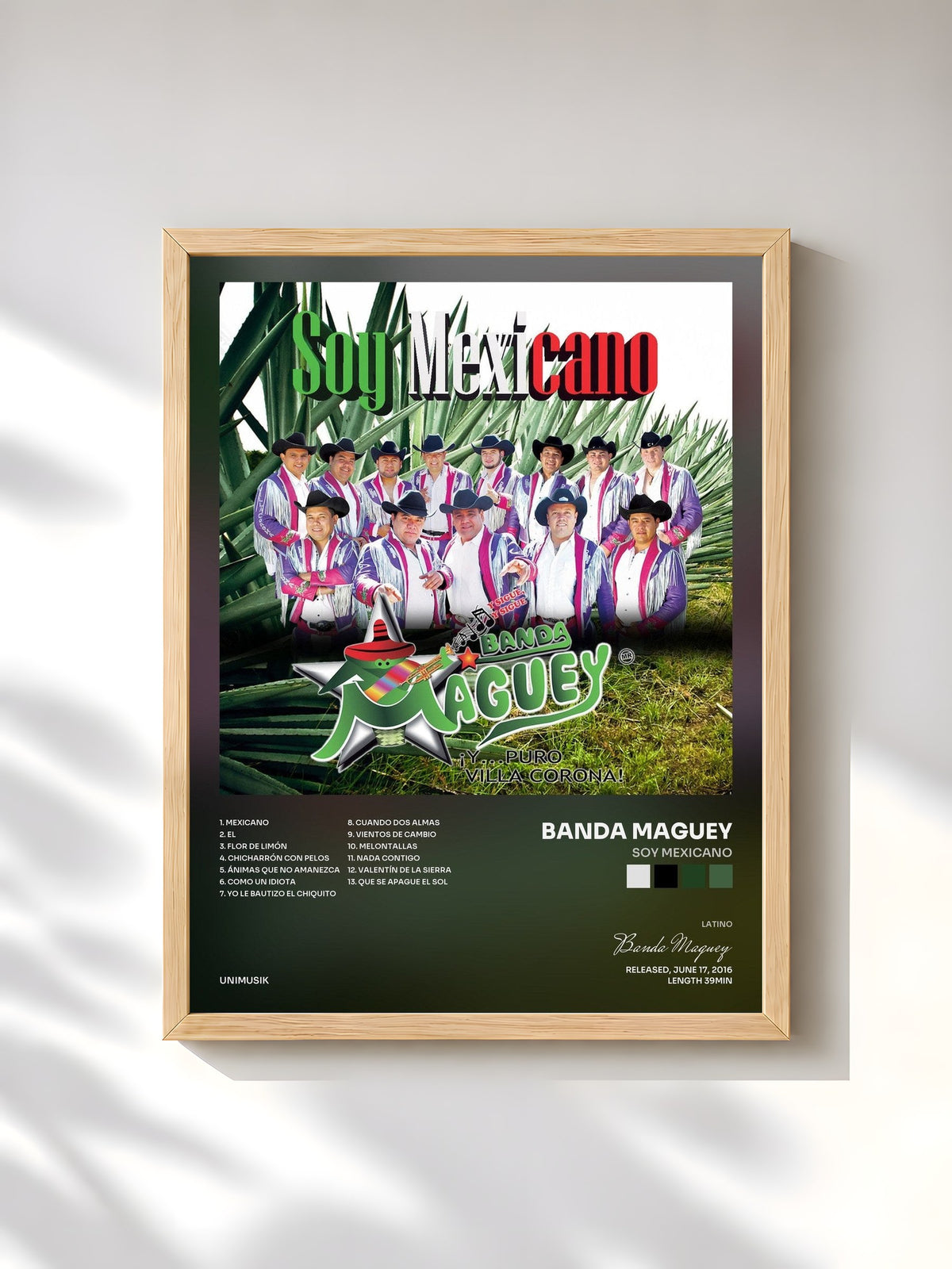 #bois Tableau de l'album Soy Mexicano de Banda Maguey, cadre en bois brut, imprimé et encadré en France