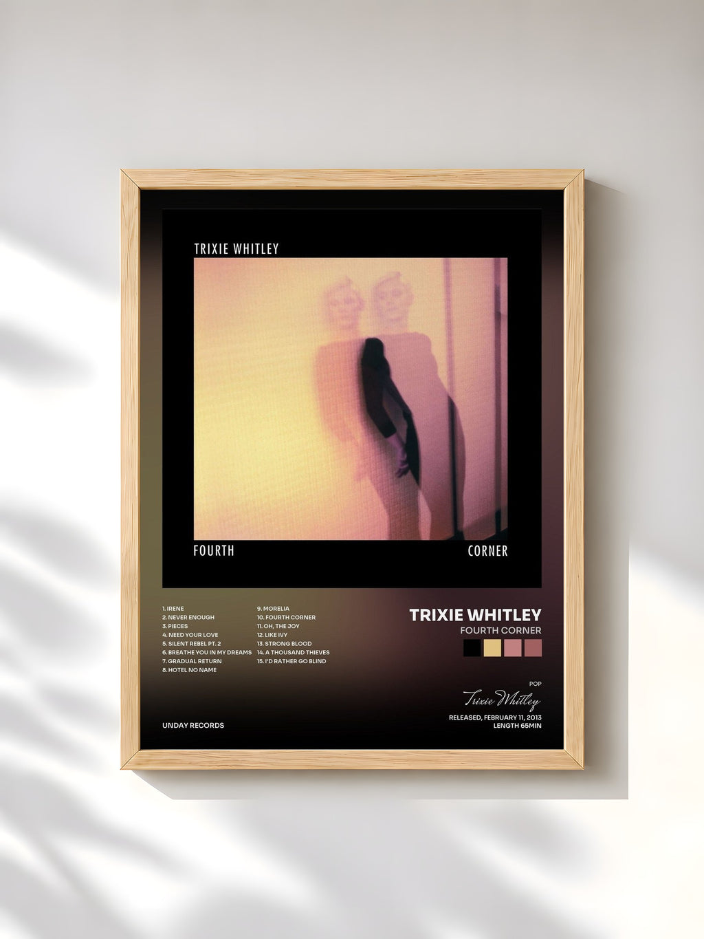 #bois Tableau de l'album Fourth Corner de Trixie Whitley, cadre en bois brut, imprimé et encadré en France