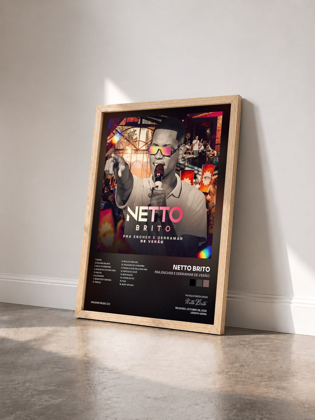 #bois Tableau de l'album Pra Encher e Derramar de Verão de Netto Brito vu de trois quarts, cadre en bois brut