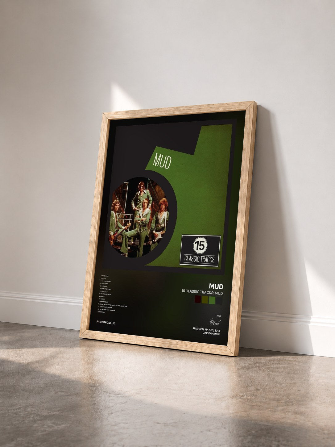 #bois Tableau de l'album 15 Classic Tracks: Mud de Mud vu de trois quarts, cadre en bois brut