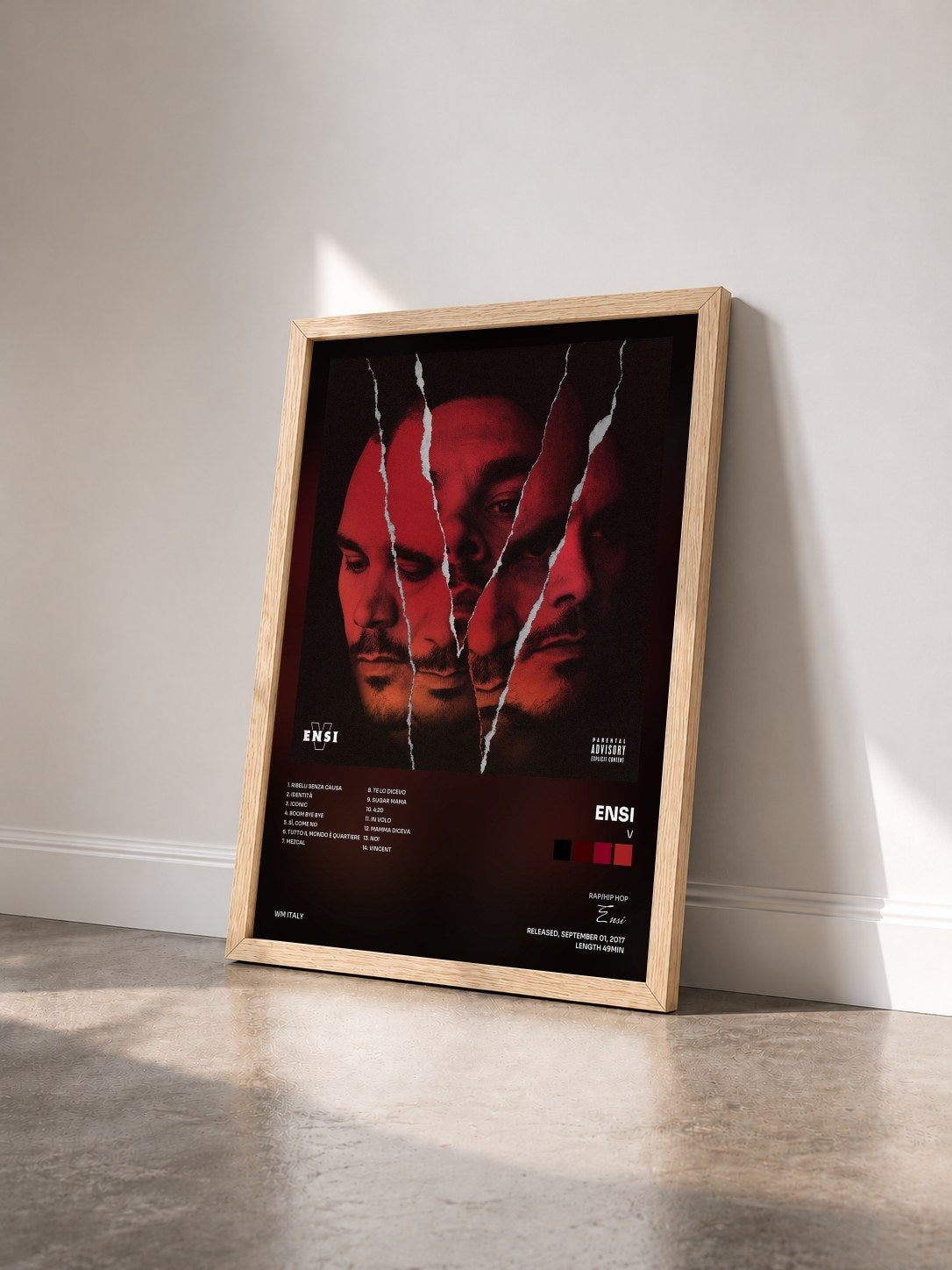 #bois Tableau de l'album V de Ensi vu de trois quarts, cadre en bois brut
