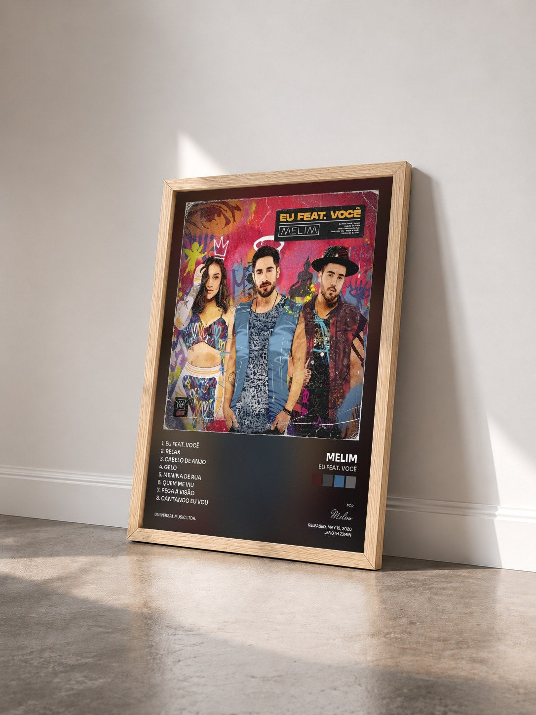 #bois Tableau de l'album Eu Feat. Você de Melim vu de trois quarts, cadre en bois brut