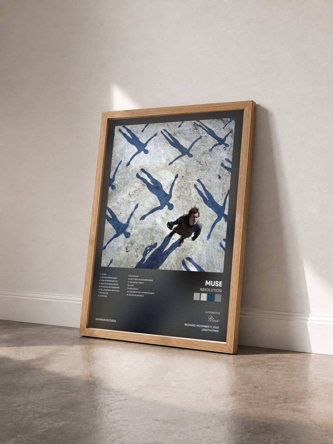 #bois Tableau de l'album Absolution de Muse vu de trois quarts, cadre en bois brut