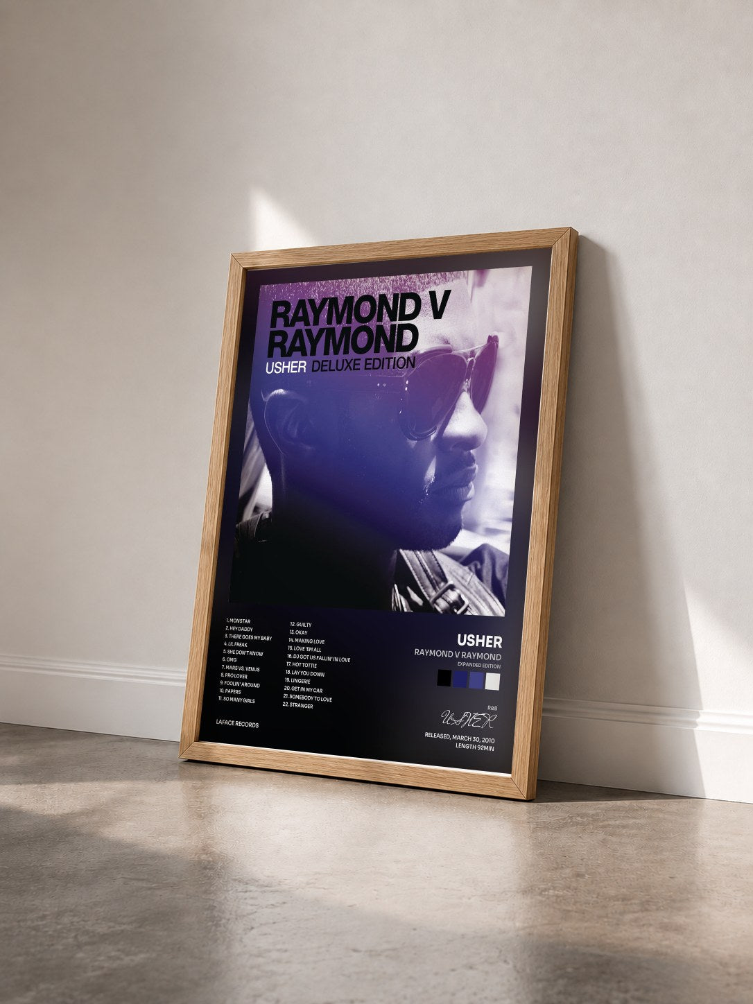 #bois Tableau de l'album Raymond v Raymond (Expanded Edition) de USHER vu de trois quarts, cadre en bois brut