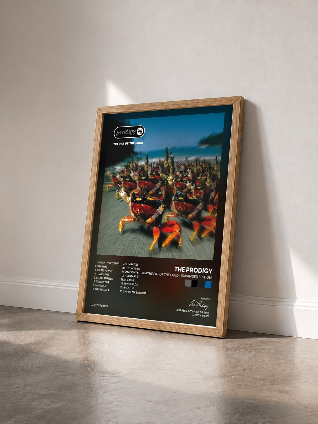 #bois Tableau de l'album The Fat of the Land - Expanded Edition de The Prodigy vu de trois quarts, cadre en bois brut