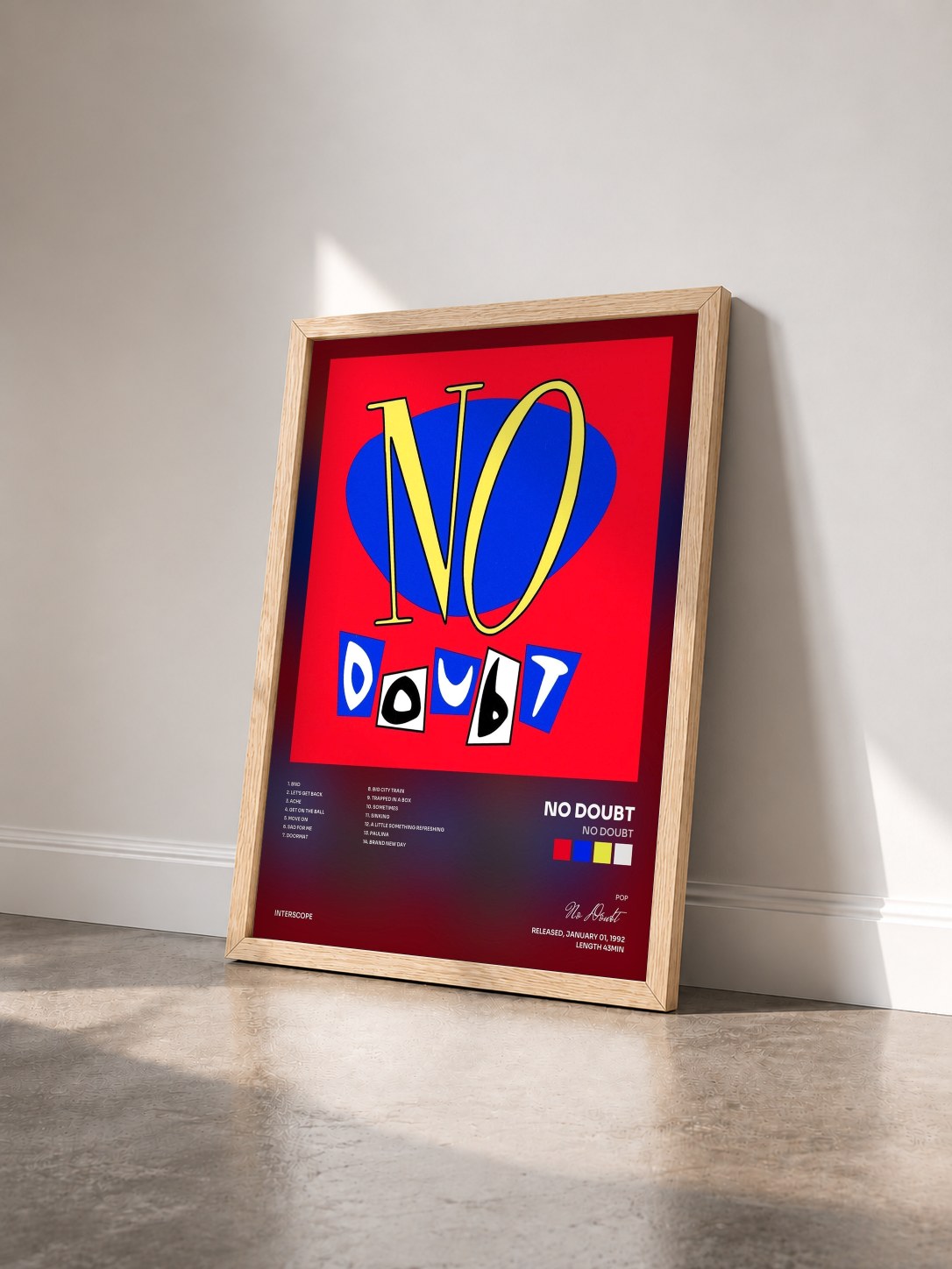 #bois Tableau de l'album No Doubt de No Doubt vu de trois quarts, cadre en bois brut