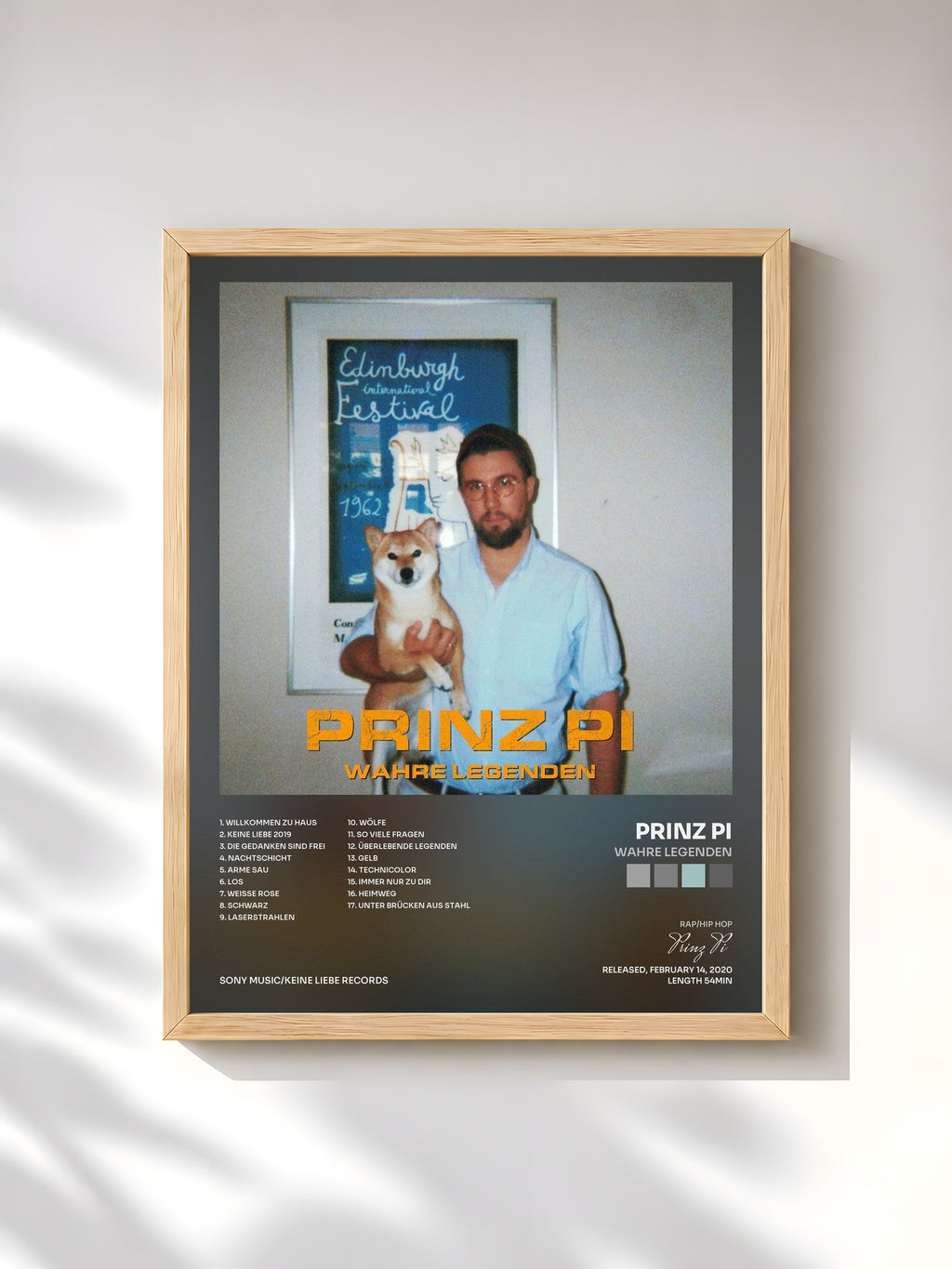 #bois Tableau de l'album Wahre Legenden de Prinz Pi, cadre en bois brut, imprimé et encadré en France