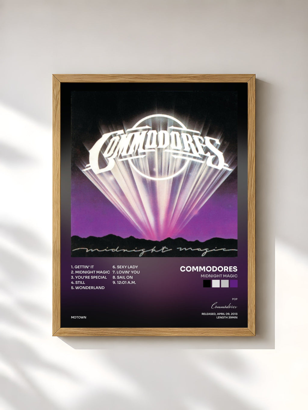 #bois Tableau de l'album Midnight Magic de Commodores, cadre en bois brut, imprimé et encadré en France