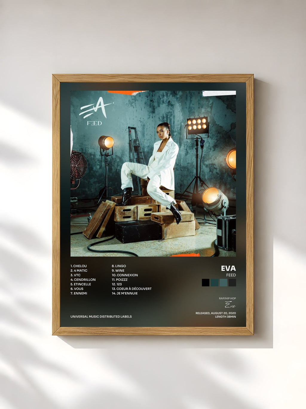 #bois Tableau de l'album Feed de Eva, cadre en bois brut, imprimé et encadré en France