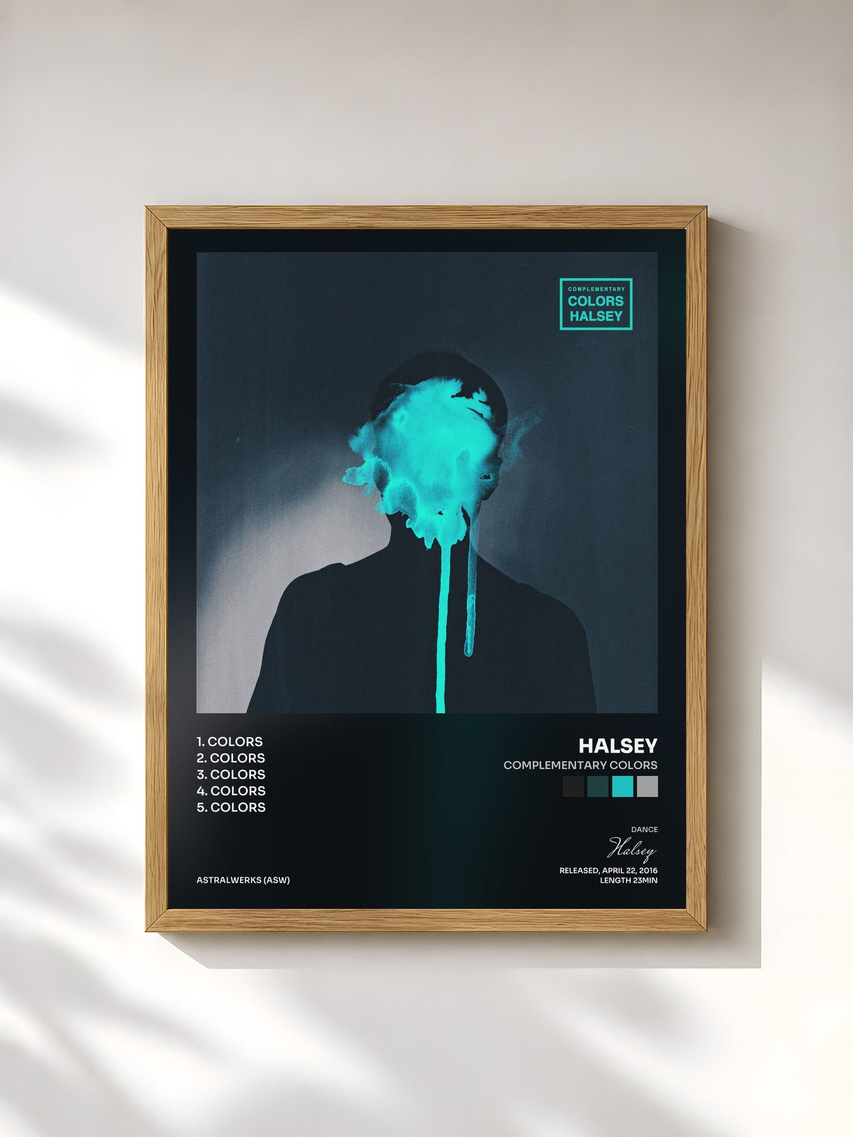 #bois Tableau de l'album Complementary Colors de Halsey, cadre en bois brut, imprimé et encadré en France