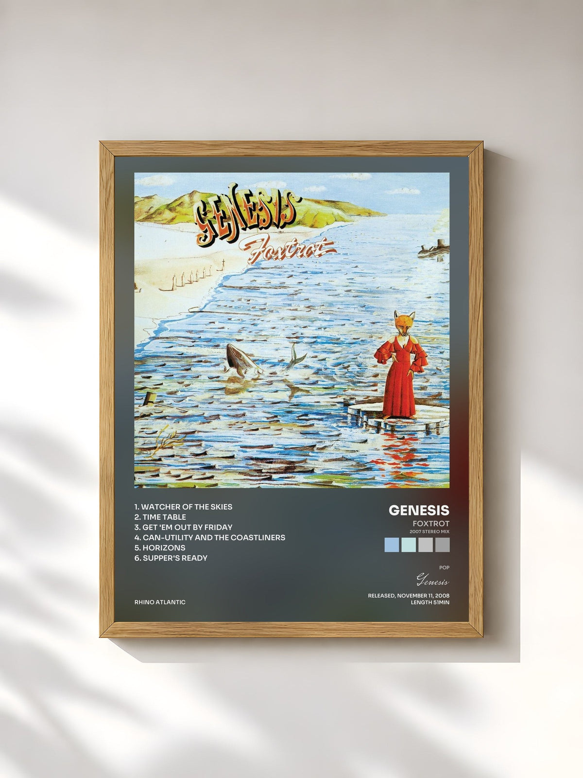#bois Tableau de l'album Foxtrot (2007 Stereo Mix) de Genesis, cadre en bois brut, imprimé et encadré en France