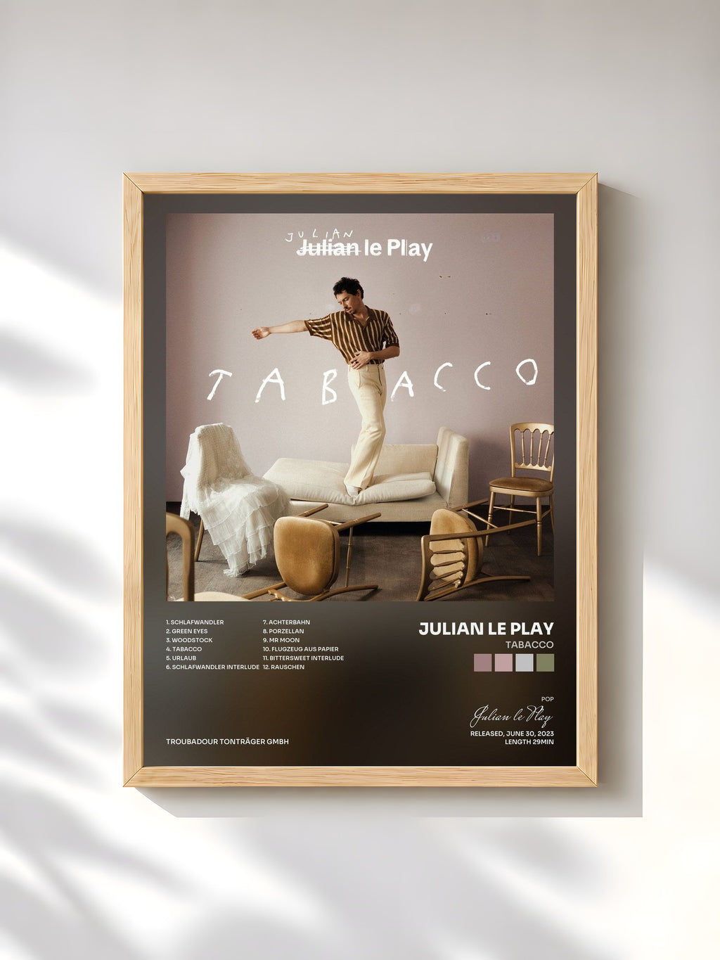 #bois Tableau de l'album TABACCO de Julian le Play, cadre en bois brut, imprimé et encadré en France