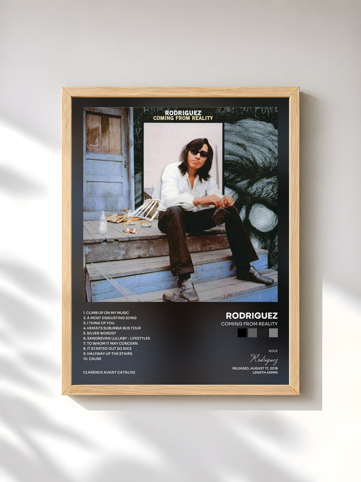 #bois Tableau de l'album Coming From Reality de Rodriguez, cadre en bois brut, imprimé et encadré en France