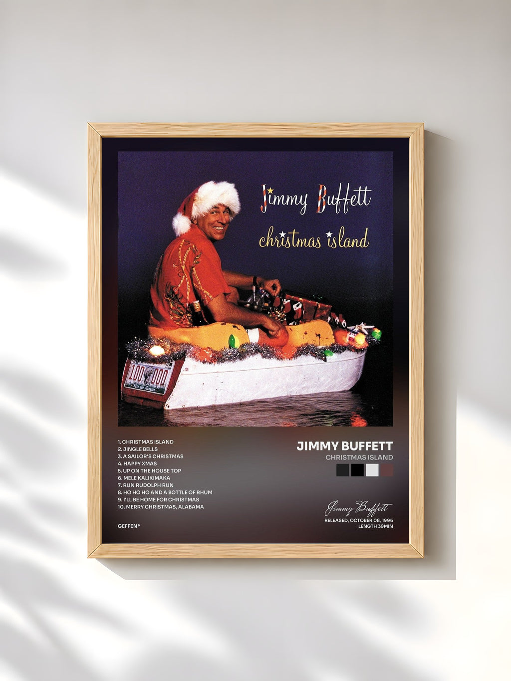 #bois Tableau de l'album Christmas Island de Jimmy Buffett, cadre en bois brut, imprimé et encadré en France