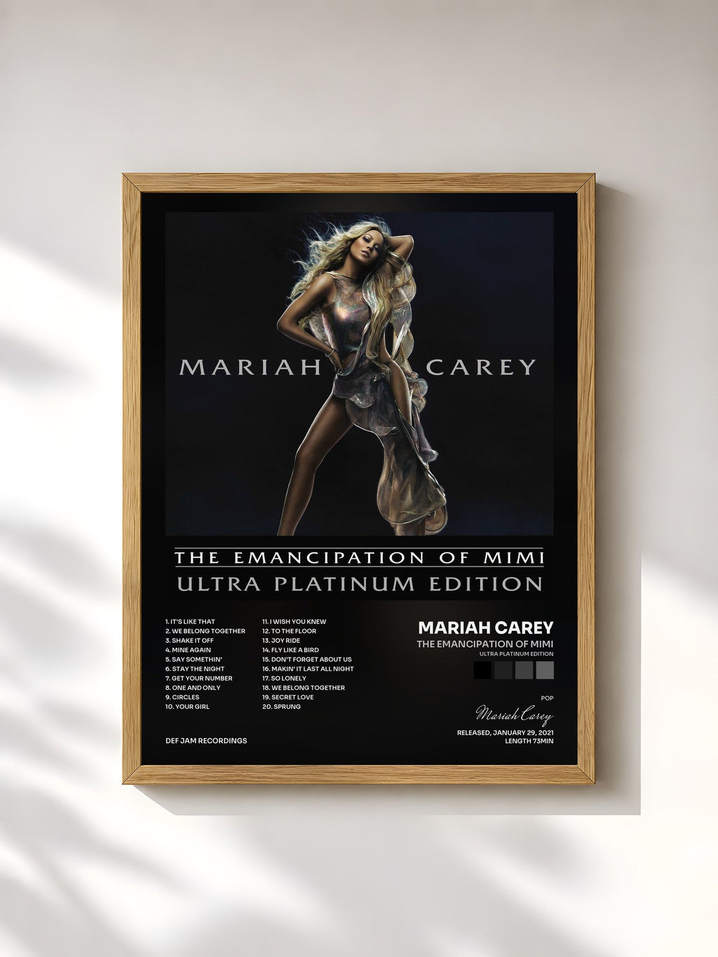#bois Tableau de l'album The Emancipation Of Mimi (Ultra Platinum Edition) de Mariah Carey, cadre en bois brut, imprimé et encadré en France